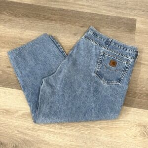 Carhartt Straight Traditional Fit Tapered Leg Stonewash Denim Jeans 50x28